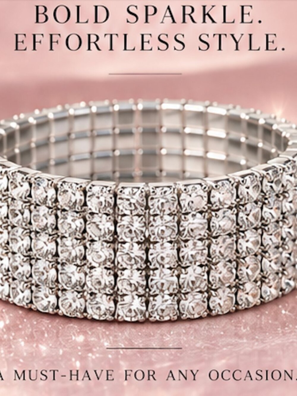 Rhinestone Bracelet – Multi Row Stretch - Sparkle Statement Jewelry